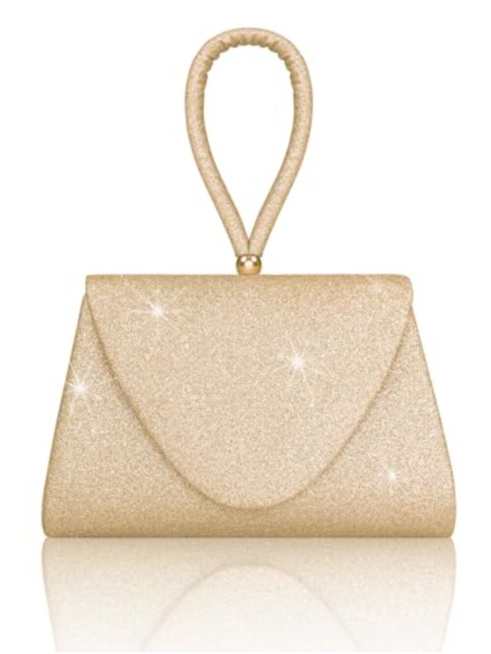 Glitter Sequin Evening Clutch Purse w/Top-Handle Detachable Chain Party